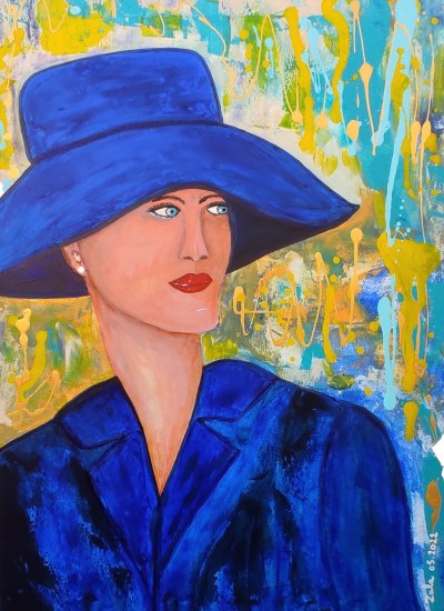 Femme chapeau bleu